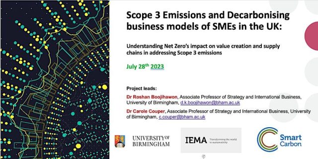 Scope 3 Emissions and Decarbonising business models of SMEs in the UK UoB