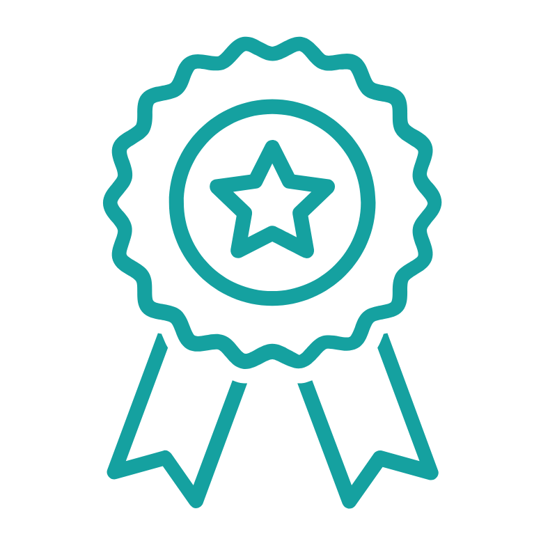 Graphic of an award ribbon representing a track record of experience