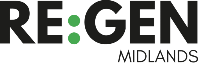REGEN Midlands Logo Black Green Dots
