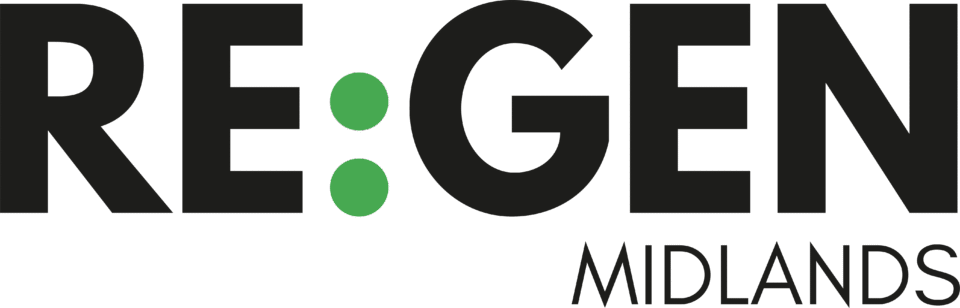 REGEN Midlands Logo Black Green Dots